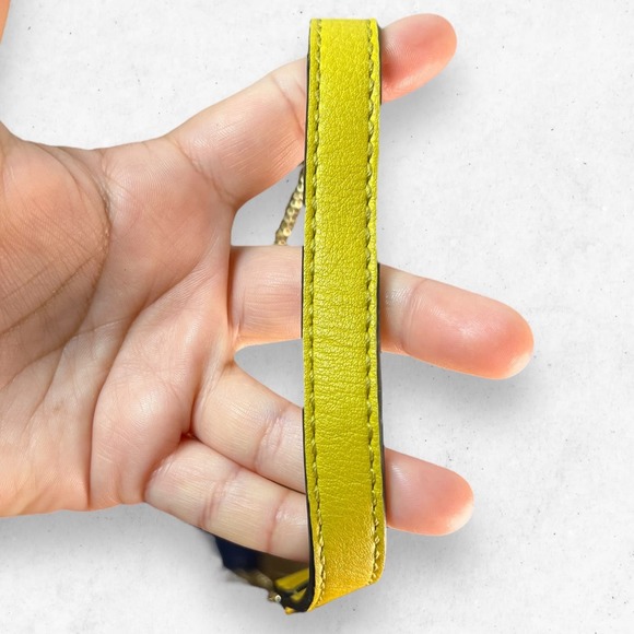 Kate Landry Navy Blue Mustard Yellow Faux Leather Magnetic Crossbody Bag‎ Purse - Picture 5 of 14